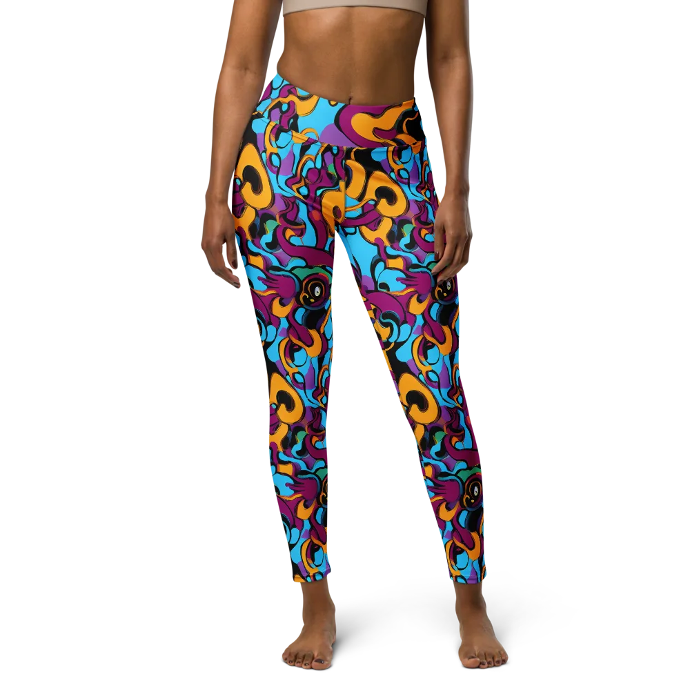 Purple Ignition on Yoga Leggings — Front