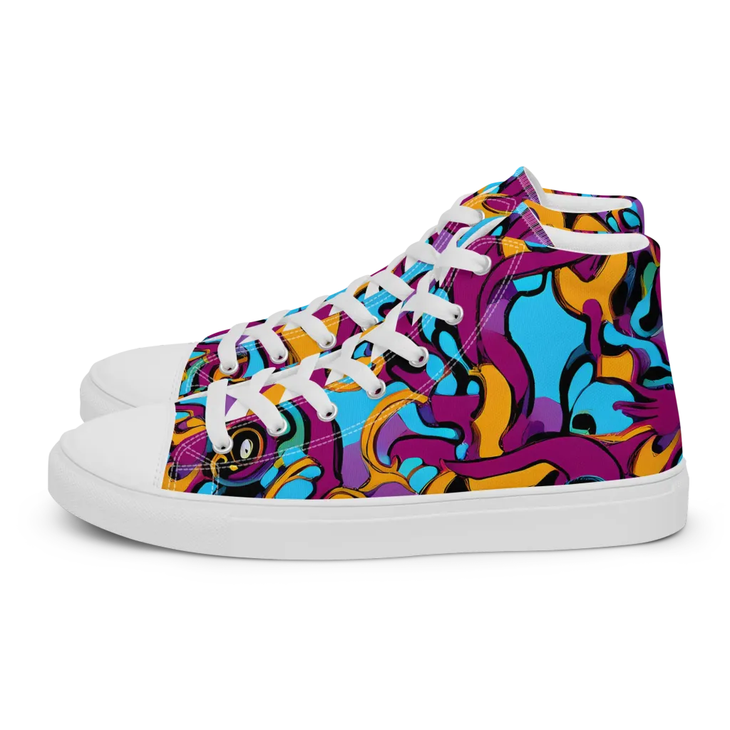 Purple Ignition on Men's High Top Canvas Shoes — Left
