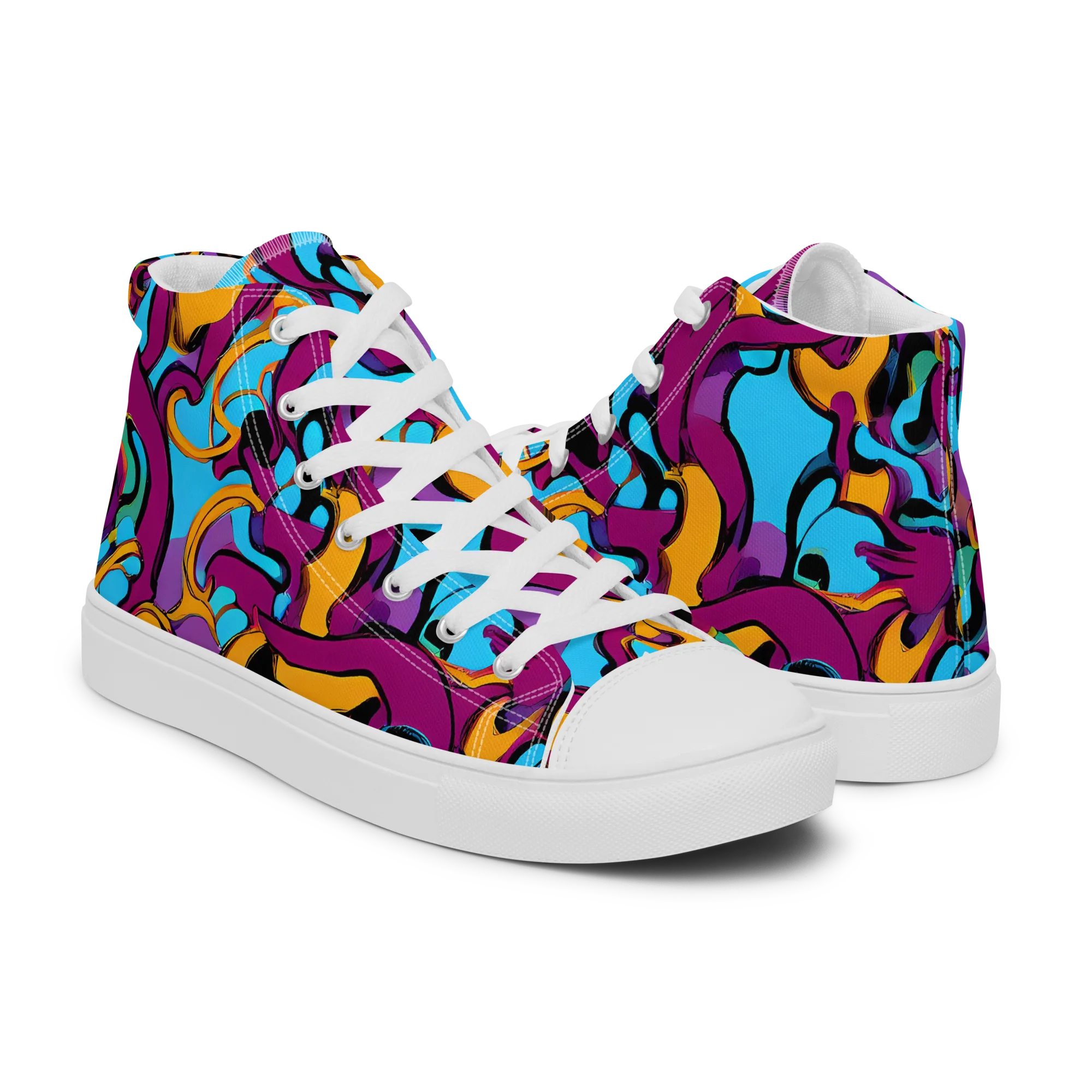 Purple Ignition on Men's High Top Canvas Shoes — Right
