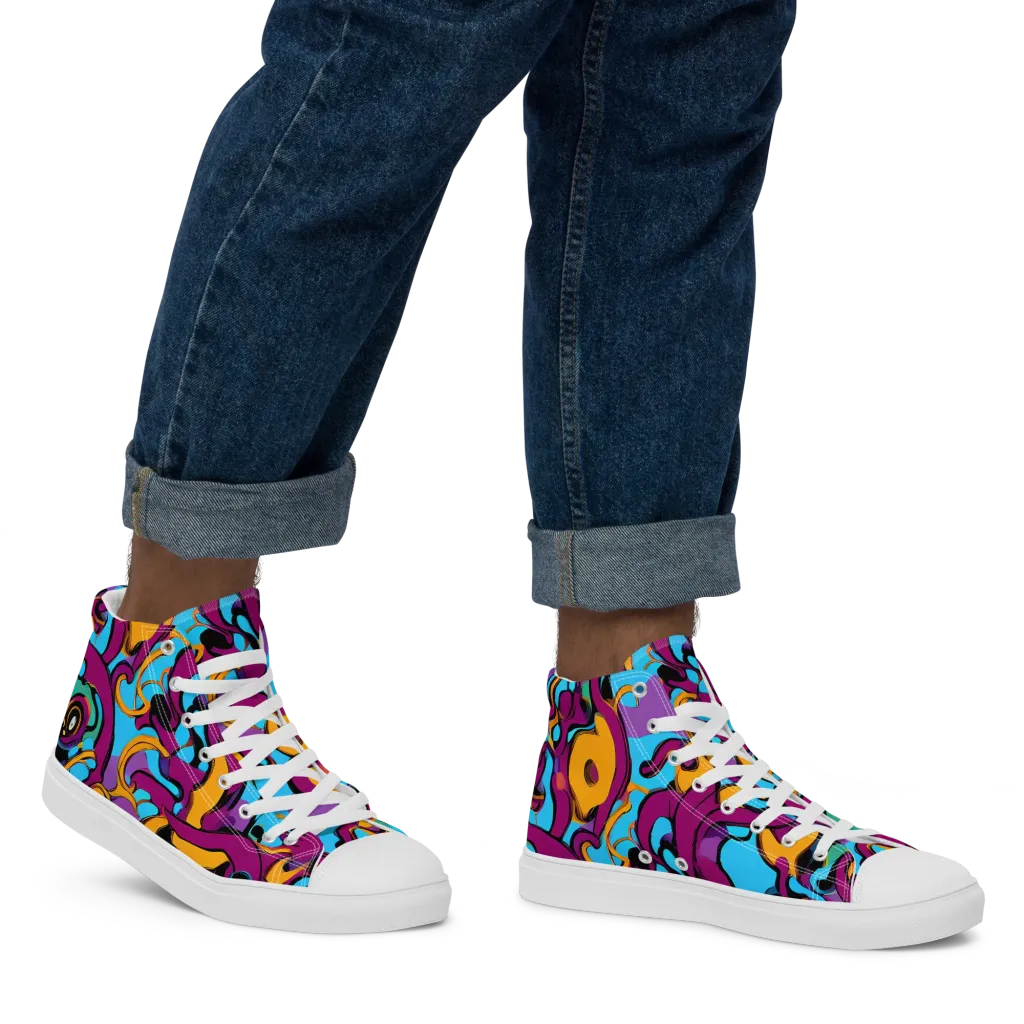 Purple Ignition on Men's High Top Canvas Shoes — Right
