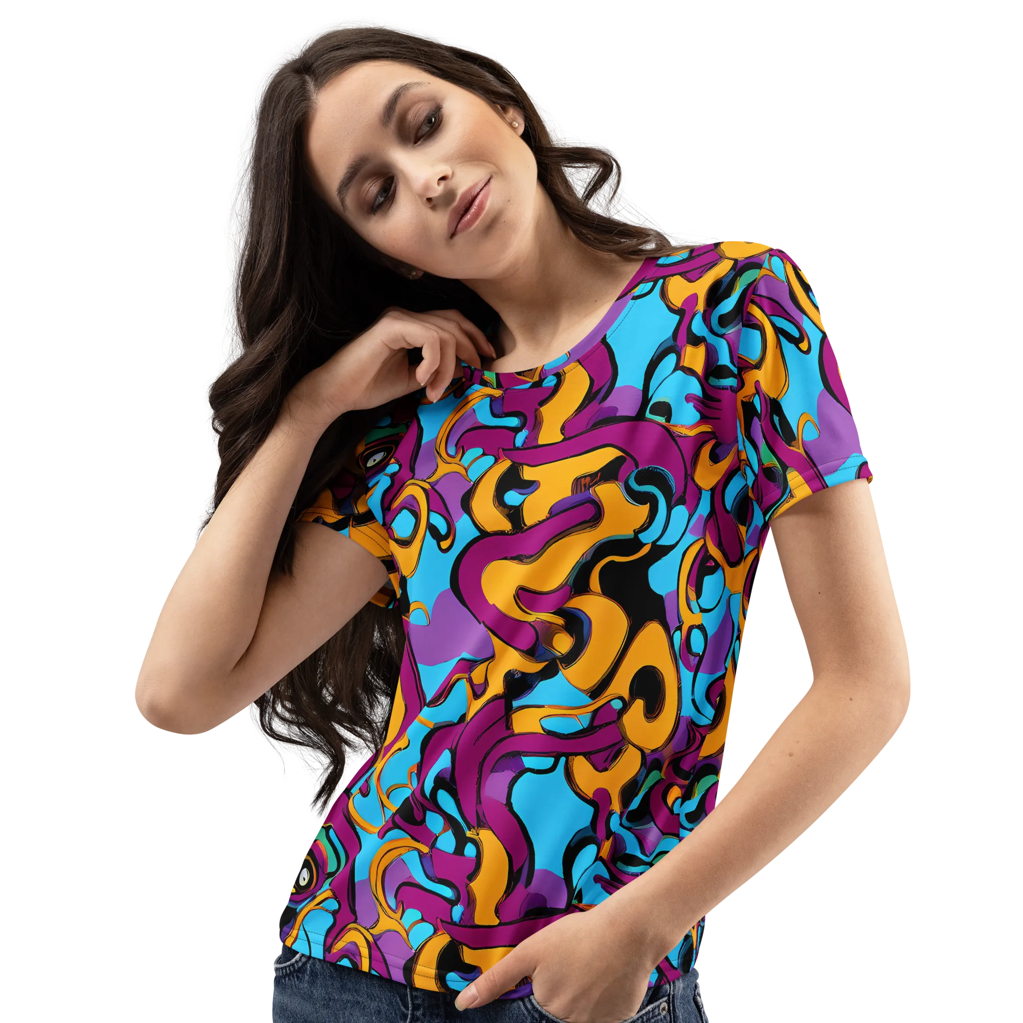 Purple Ignition on Women's Crew Neck T-Shirt — Left Front