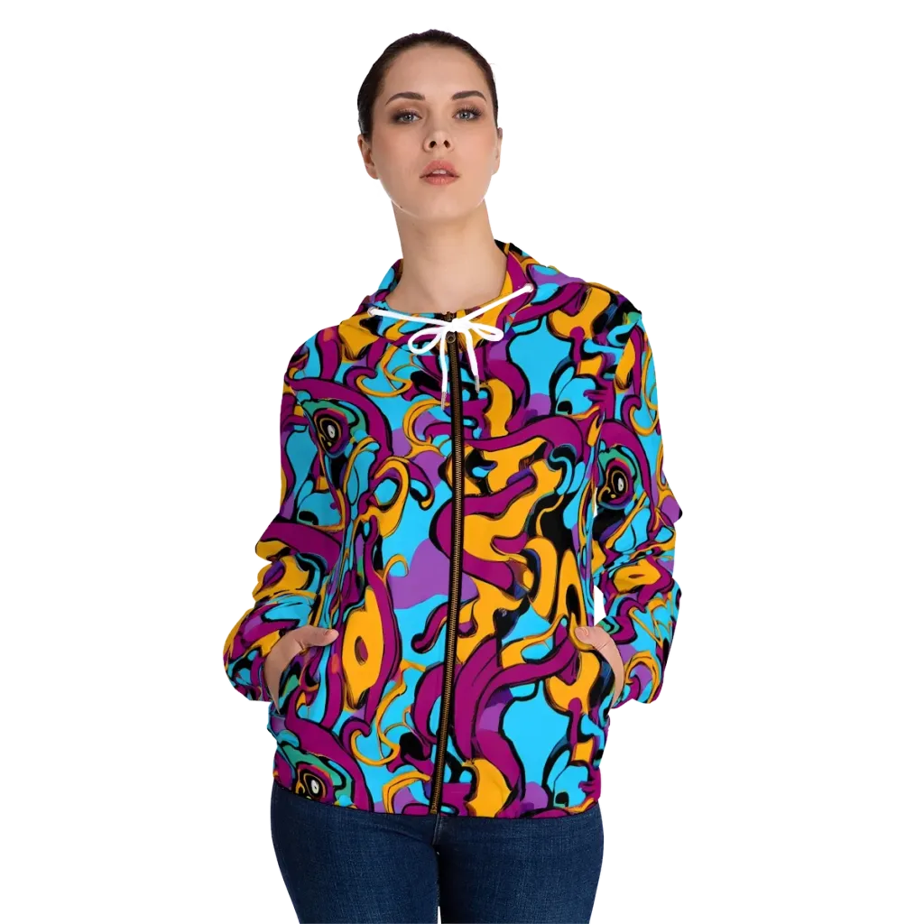 Purple Ignition on Women's Full-Zip Hoodie — Front On Person