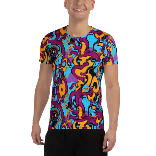 Purple Ignition on a Men's Athletic T-Shirt