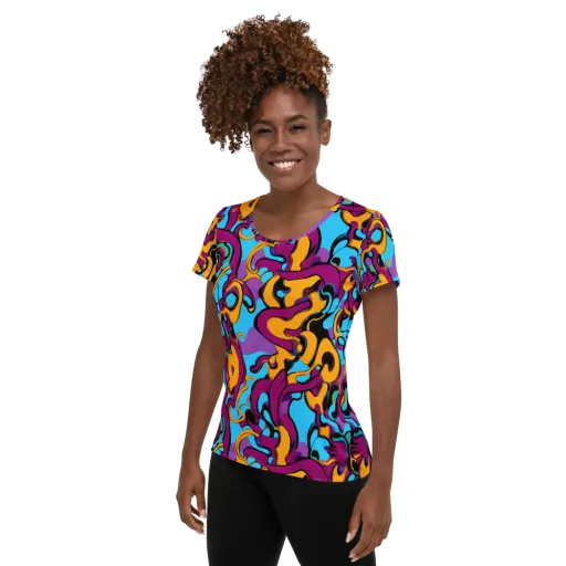 Purple Ignition on a Women's Athletic T-Shirt