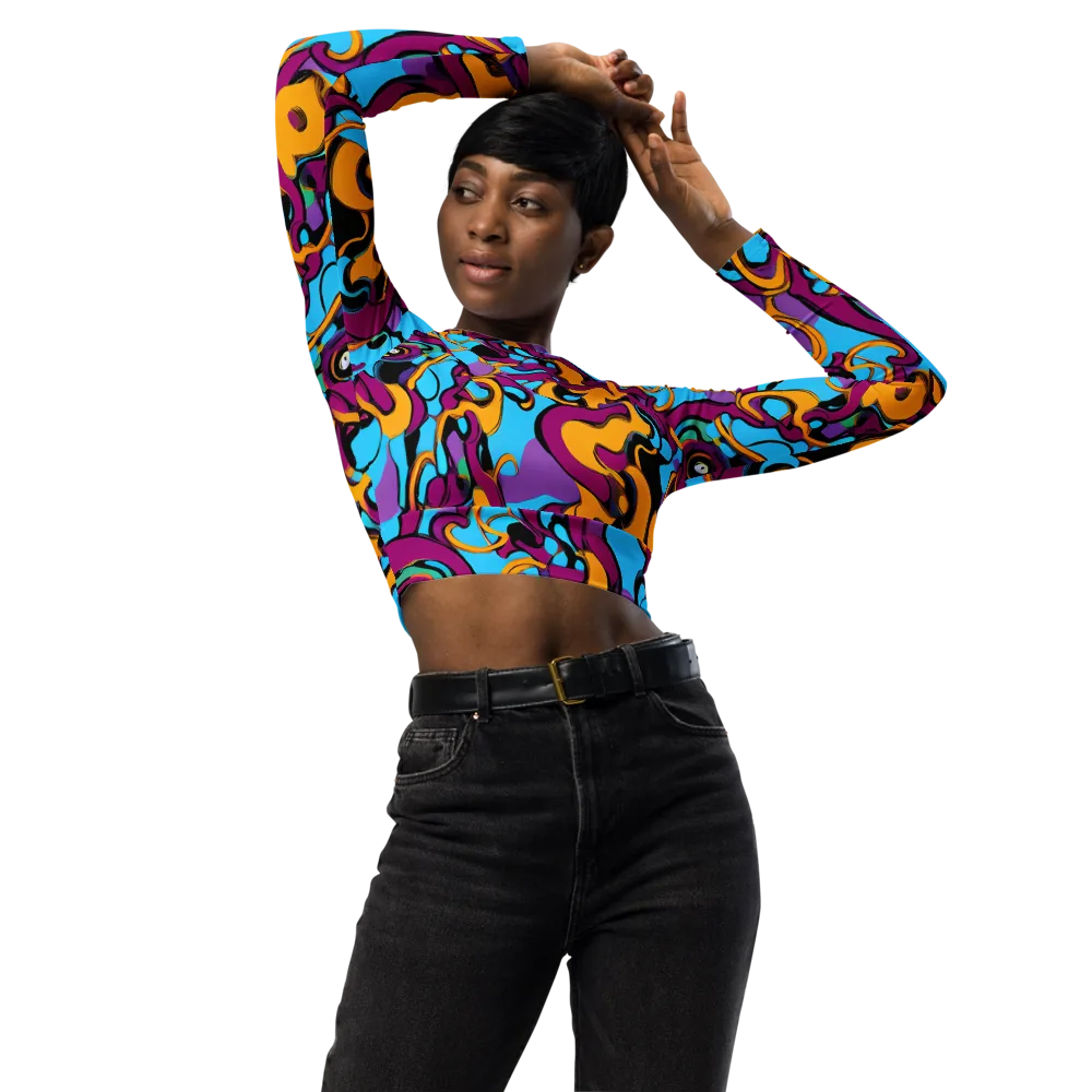 Purple Ignition on Long Sleeve Crop Top — Front