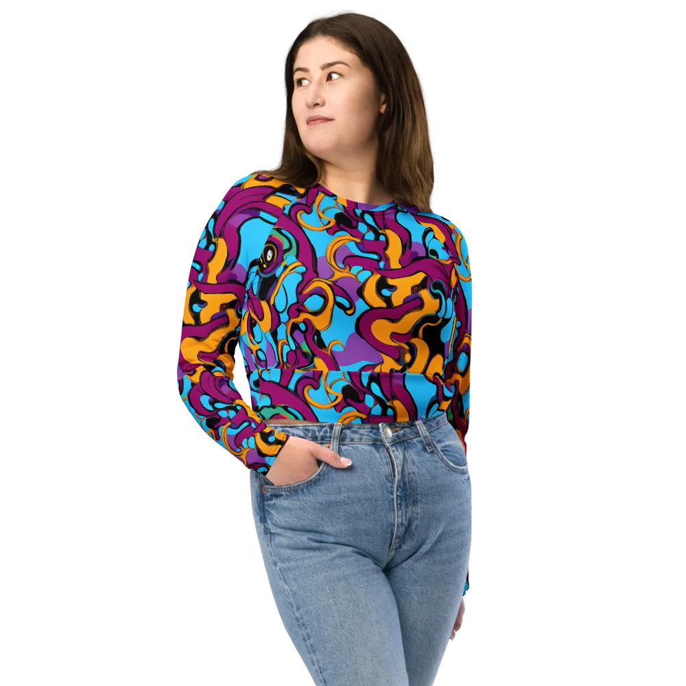 Purple Ignition on Long Sleeve Crop Top — Front