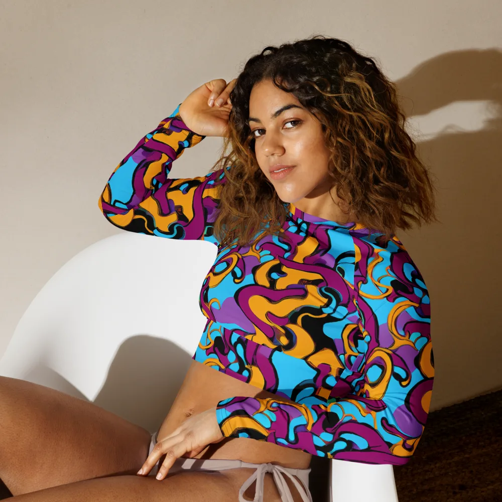 Purple Ignition on Long Sleeve Crop Top — Left Front