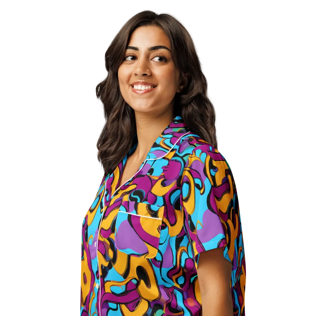Purple Ignition on Women's Short Sleeve Pajama Top — Left Front