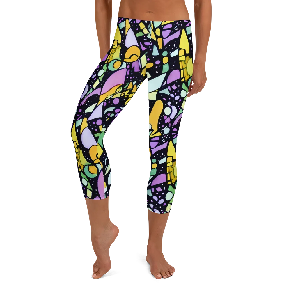 Stellar Stained Glass on Capri Leggings — Front