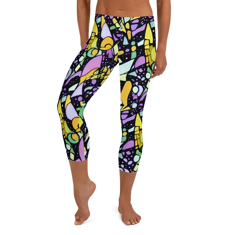Stellar Stained Glass on Capri Leggings — Front