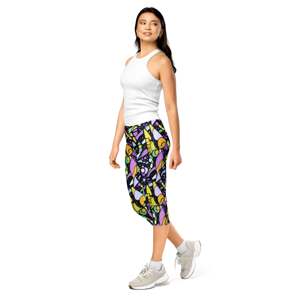 Stellar Stained Glass on Capri Leggings — Left Front