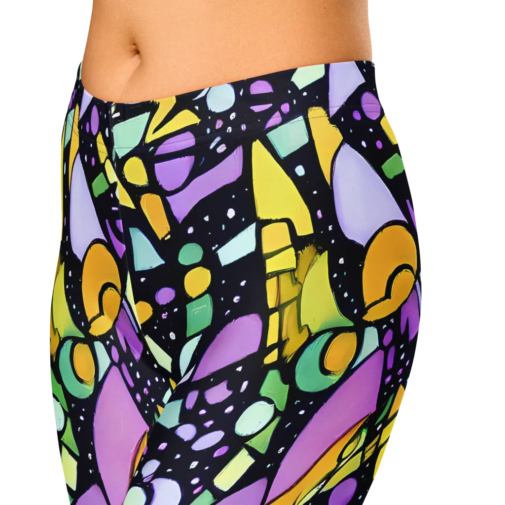 Stellar Stained Glass on Capri Leggings — Zoomed-in