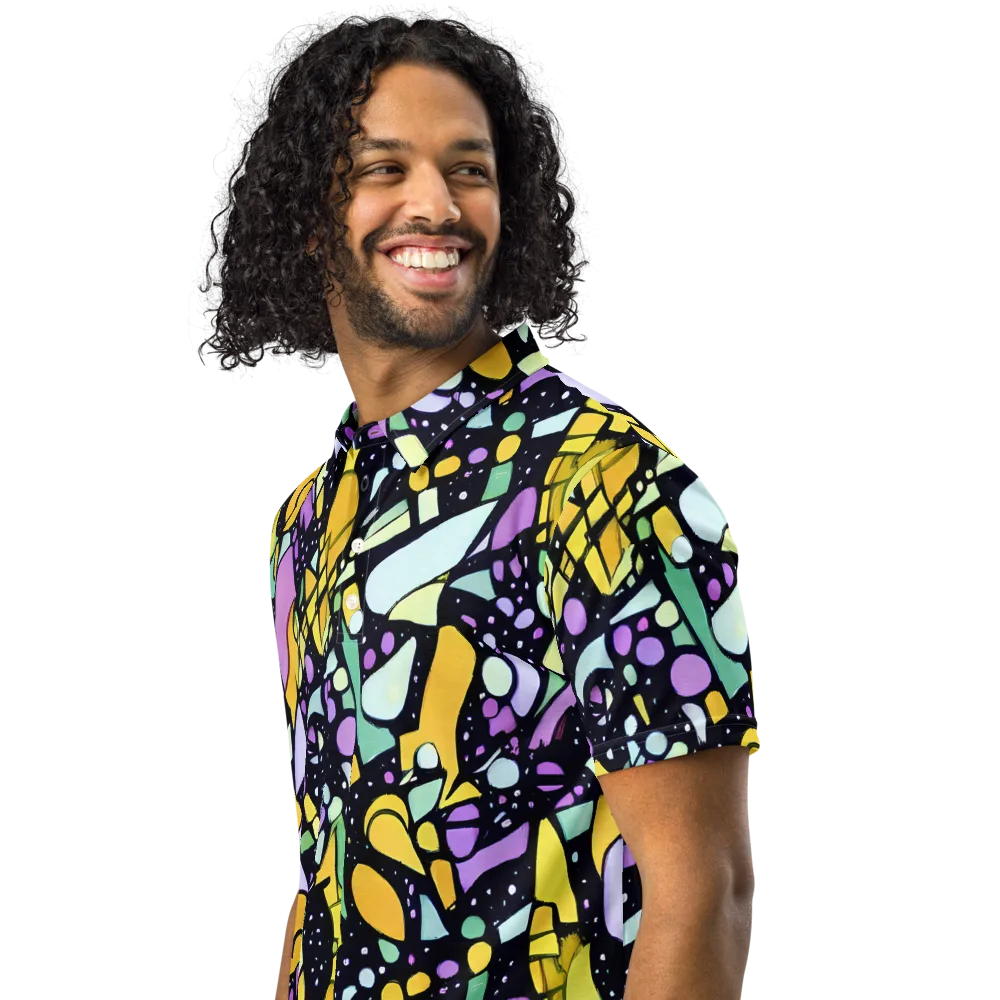 Stellar Stained Glass on Men's Slim Fit Polo Shirt — Left Front
