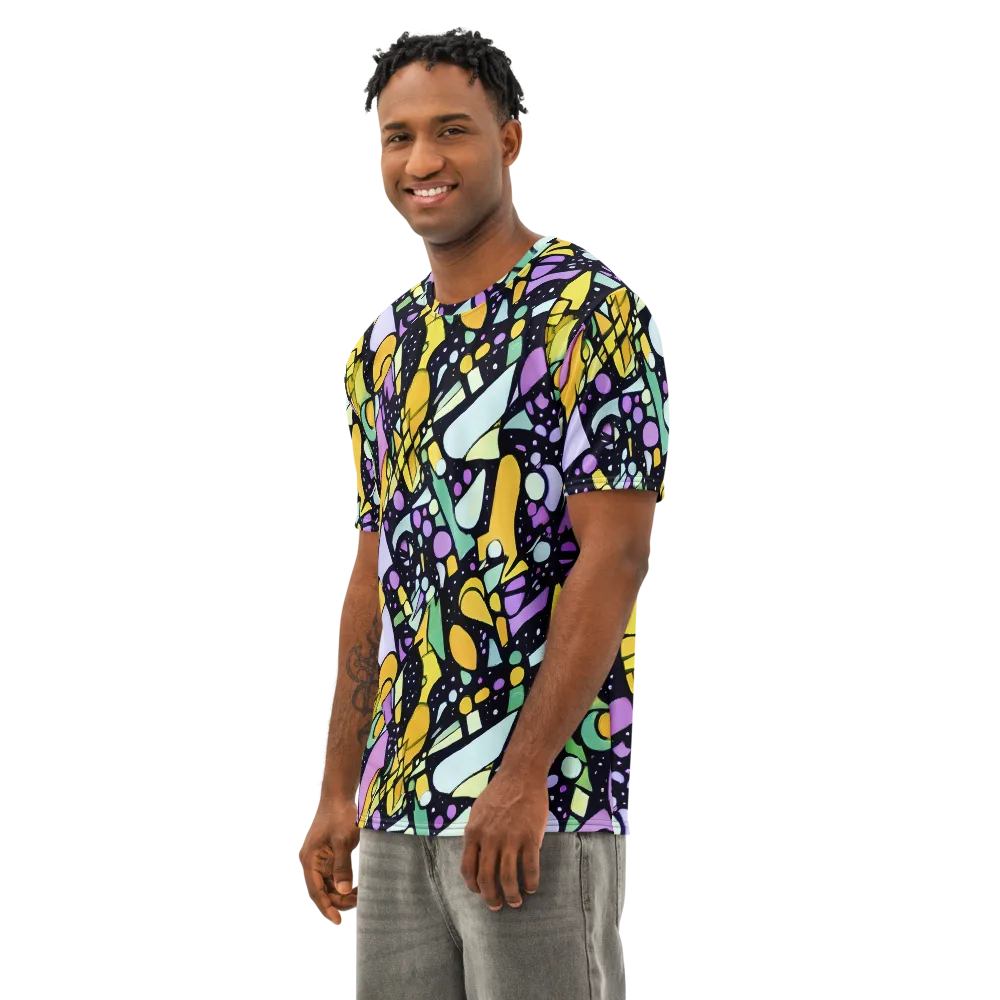 Stellar Stained Glass on Men's Cotton Crew Neck T-Shirt — Left Front