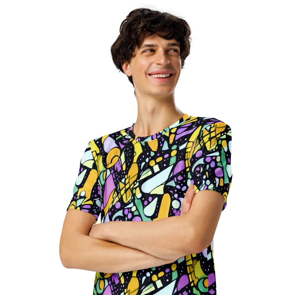 Stellar Stained Glass on Men's Crew Neck T-Shirt — Left Front