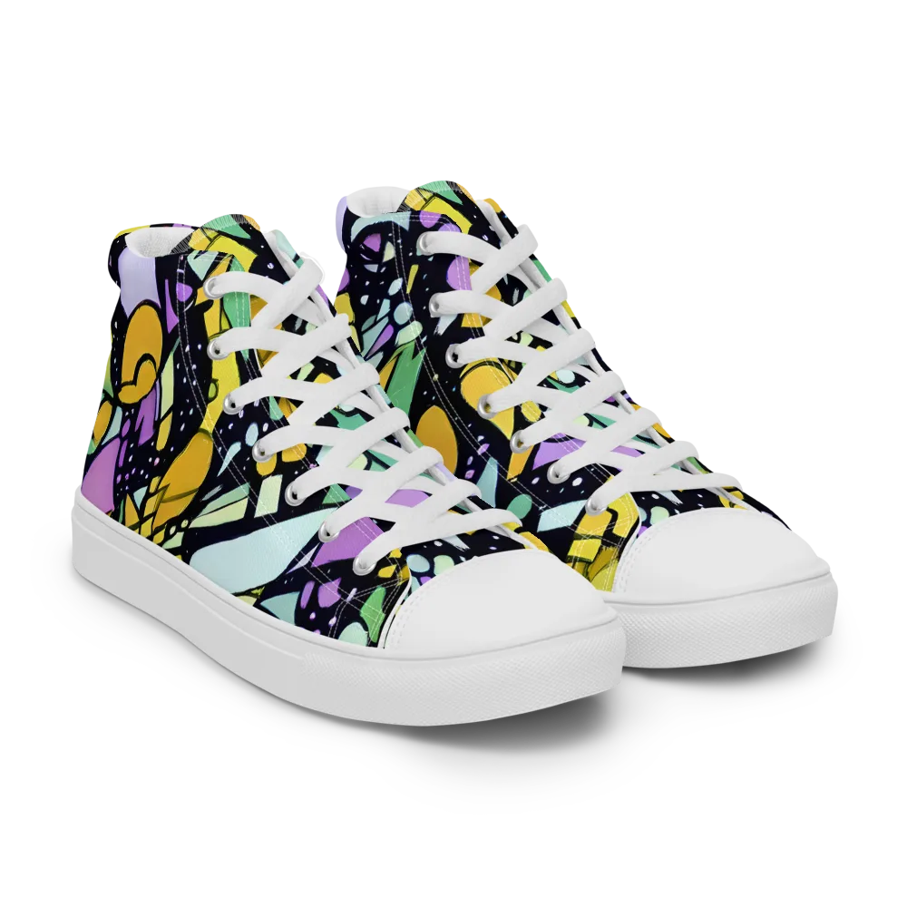 Stellar Stained Glass on Men's High Top Canvas Shoes — Right Front