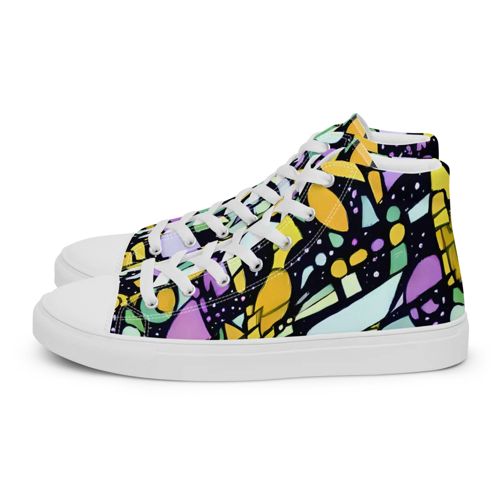 Stellar Stained Glass on Men's High Top Canvas Shoes — Left