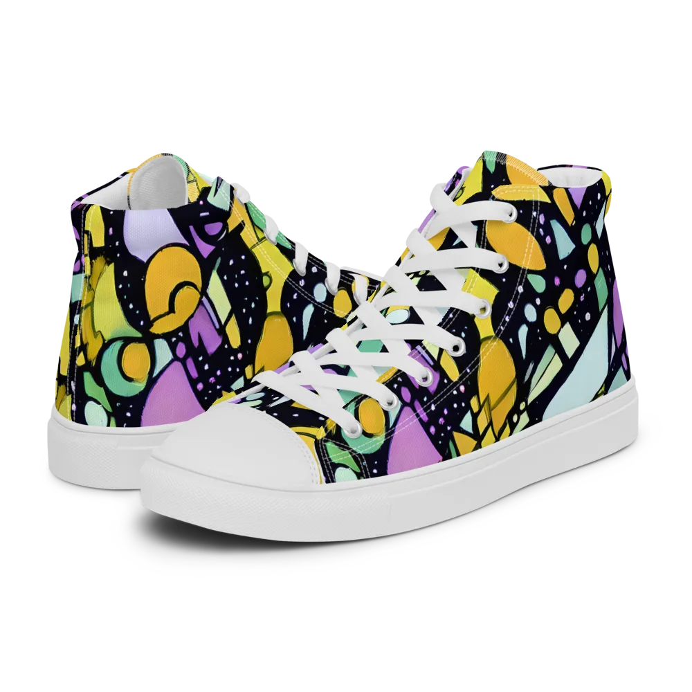 Stellar Stained Glass on Men's High Top Canvas Shoes — Left