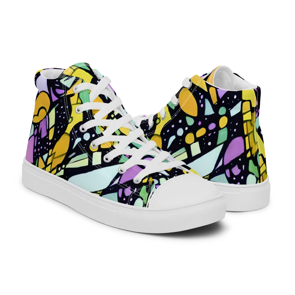 Stellar Stained Glass on Men's High Top Canvas Shoes — Right