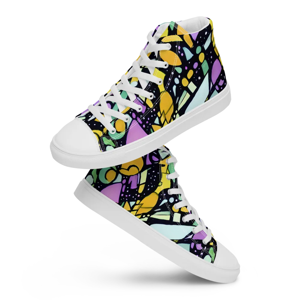 Stellar Stained Glass on Men's High Top Canvas Shoes — Front