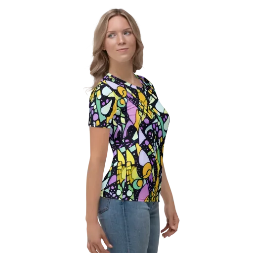Stellar Stained Glass on a Women's Crew Neck T-Shirt