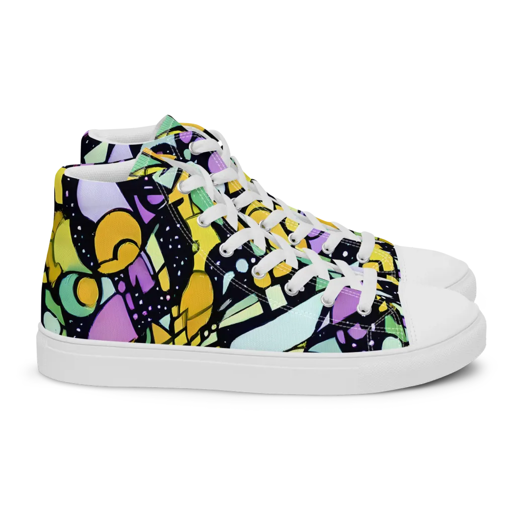 Stellar Stained Glass on Women's High Top Canvas Shoes — Right