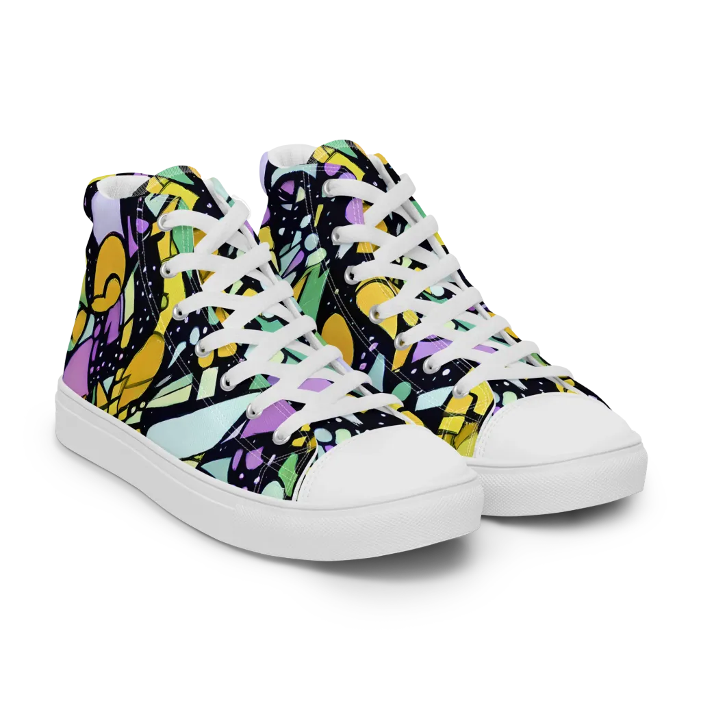 Stellar Stained Glass on Women's High Top Canvas Shoes — Right Front
