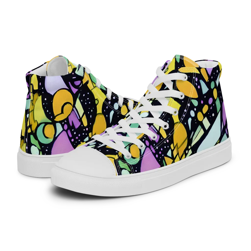 Stellar Stained Glass on Women's High Top Canvas Shoes — Left