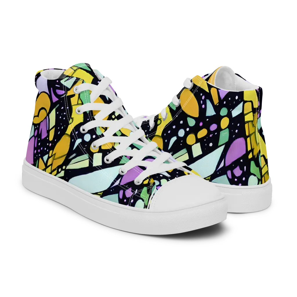Stellar Stained Glass on Women's High Top Canvas Shoes — Right