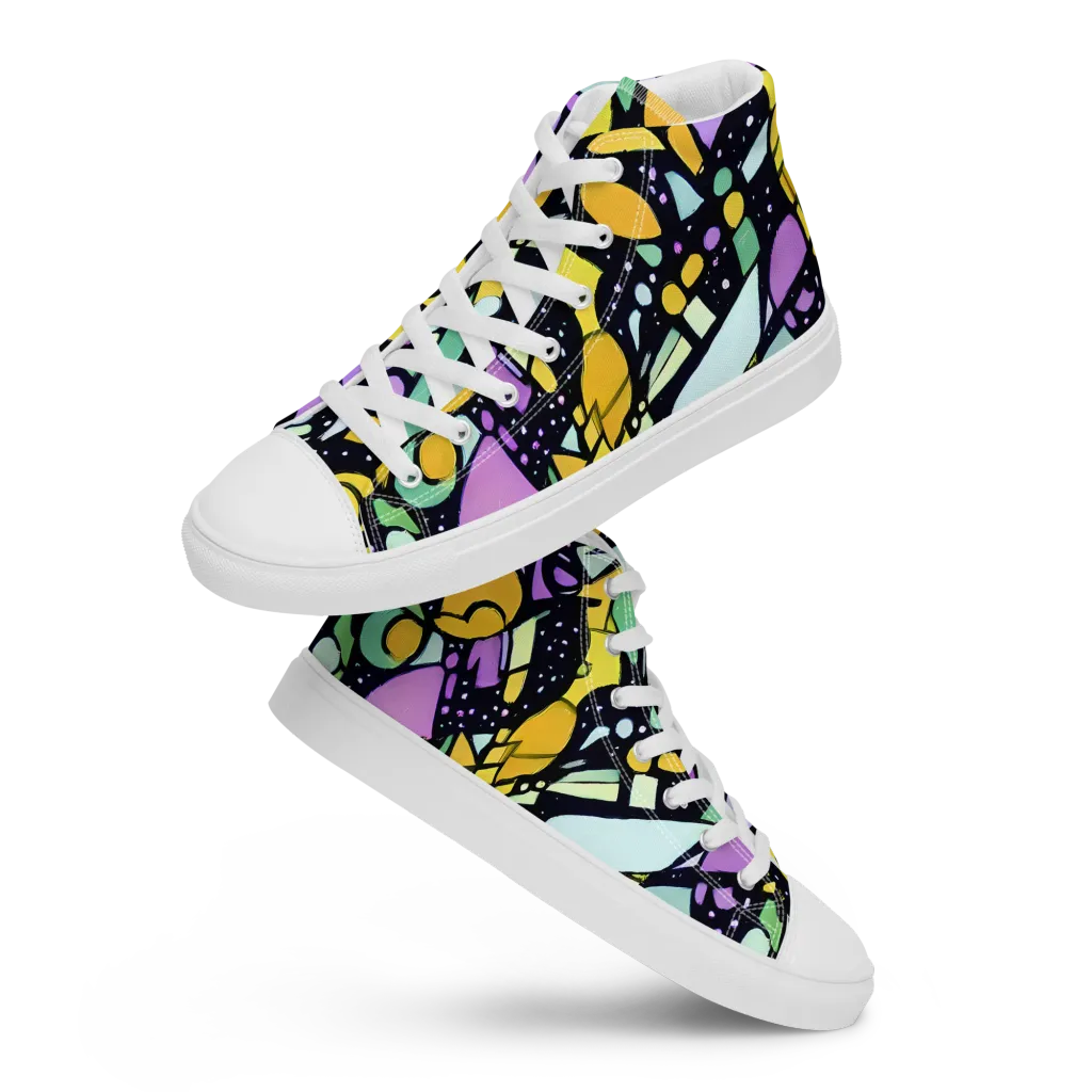 Stellar Stained Glass on Women's High Top Canvas Shoes — Front