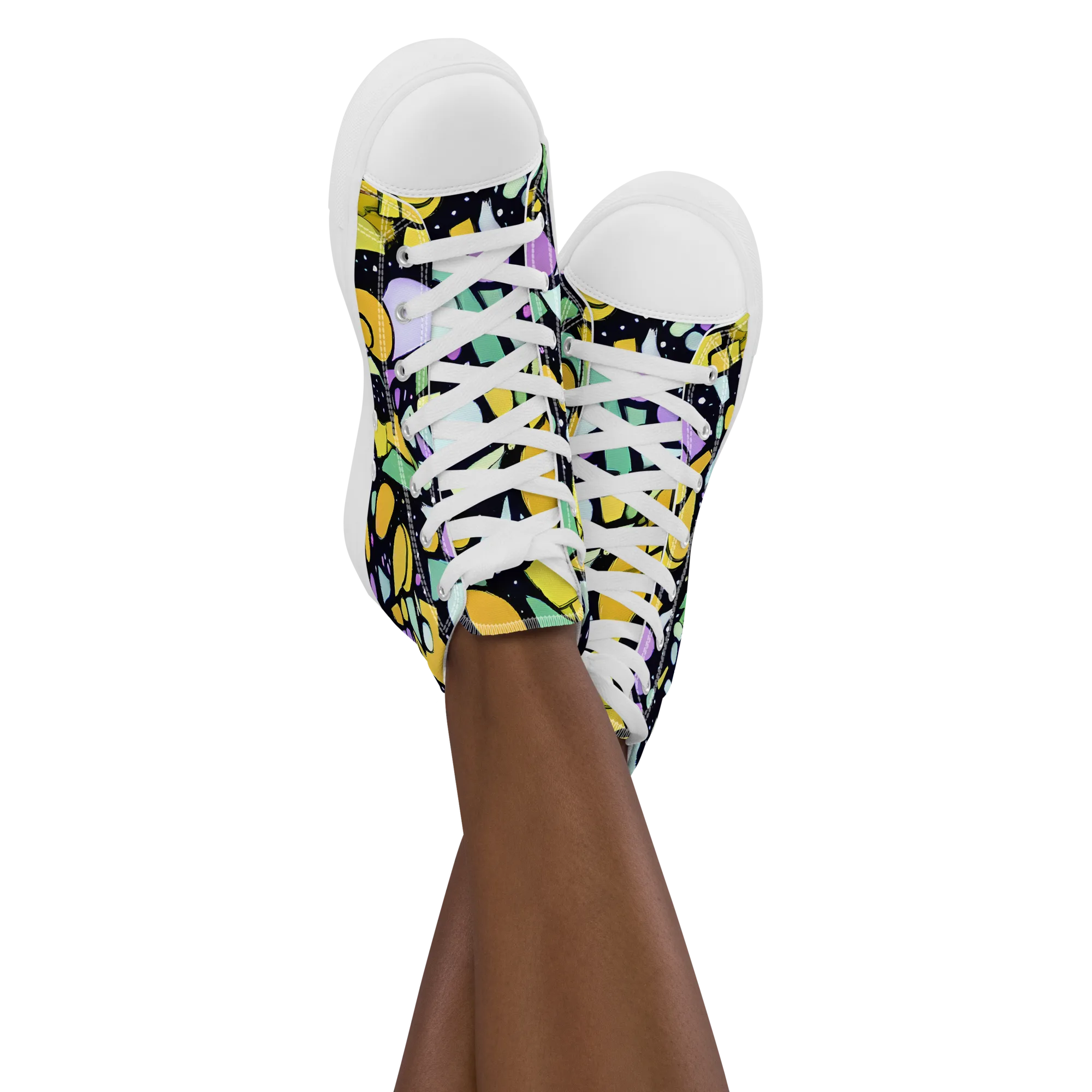 Stellar Stained Glass on Women's High Top Canvas Shoes — Front