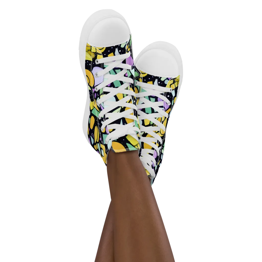 Stellar Stained Glass on Women's High Top Canvas Shoes — Front