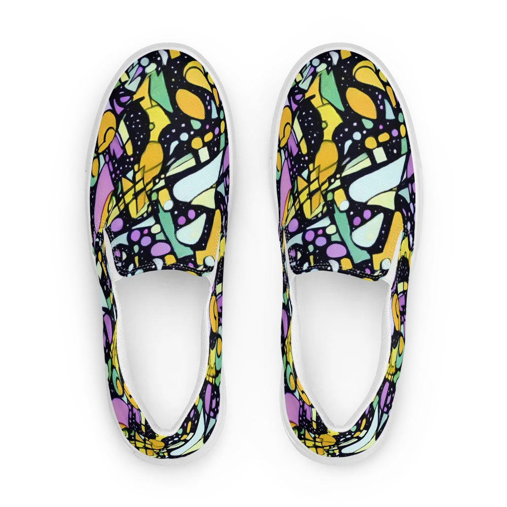 Stellar Stained Glass on Men's Slip-On Canvas Shoes — Front