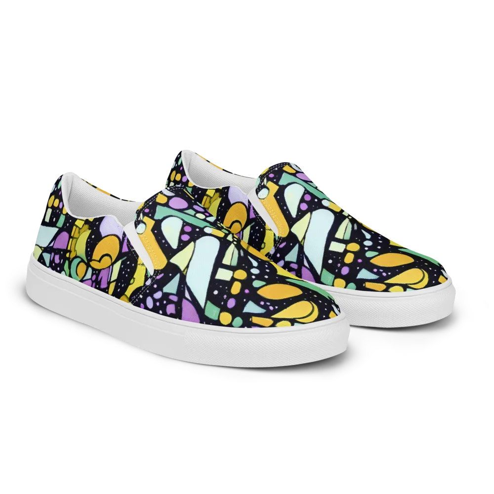Stellar Stained Glass on Men's Slip-On Canvas Shoes — Right Front