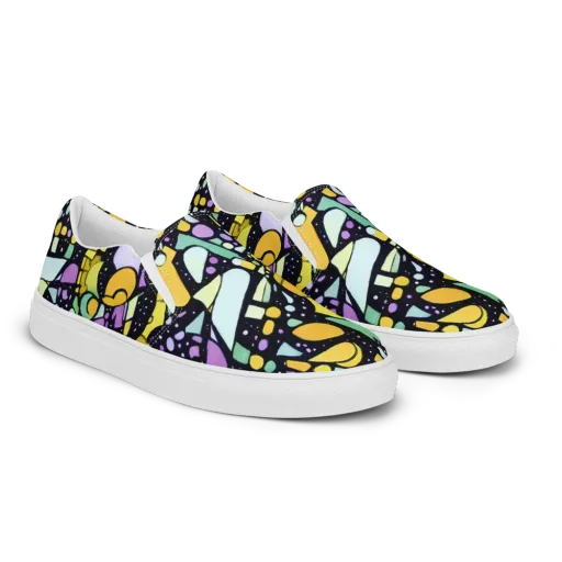 Stellar Stained Glass on a Men's Slip-On Canvas Shoes
