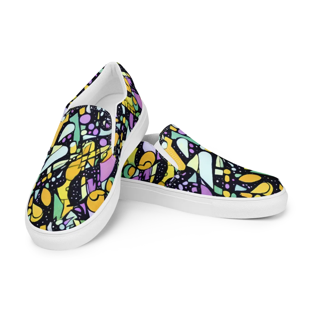 Stellar Stained Glass on Men's Slip-On Canvas Shoes — Left Front