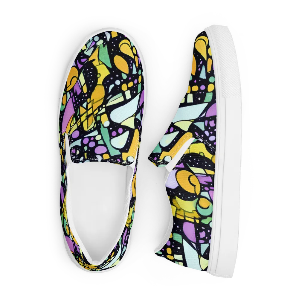 Stellar Stained Glass on Men's Slip-On Canvas Shoes — Front