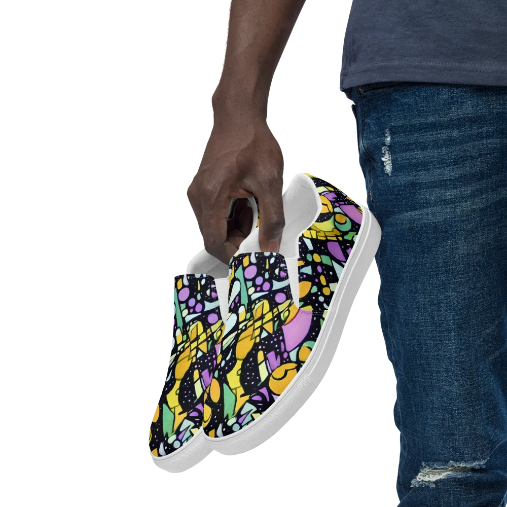 Stellar Stained Glass on Men's Slip-On Canvas Shoes — Left Front