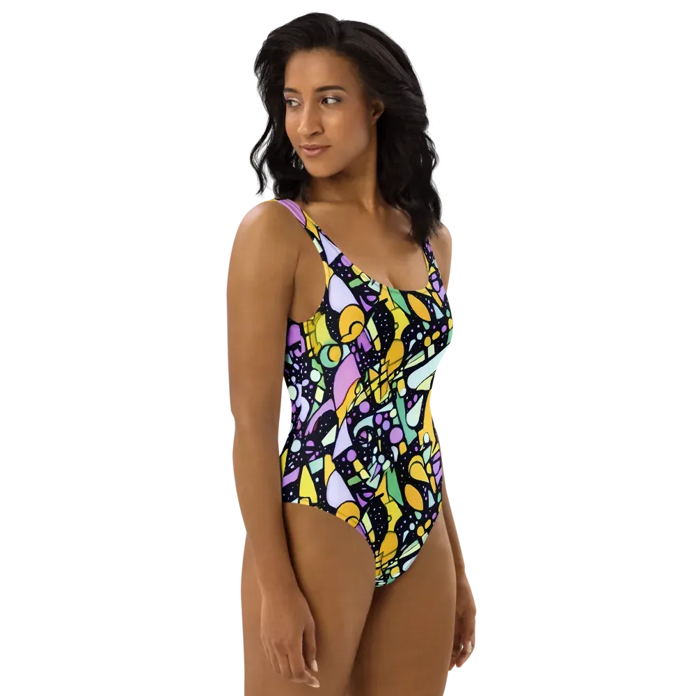Stellar Stained Glass on One-Piece Swimsuit — Right