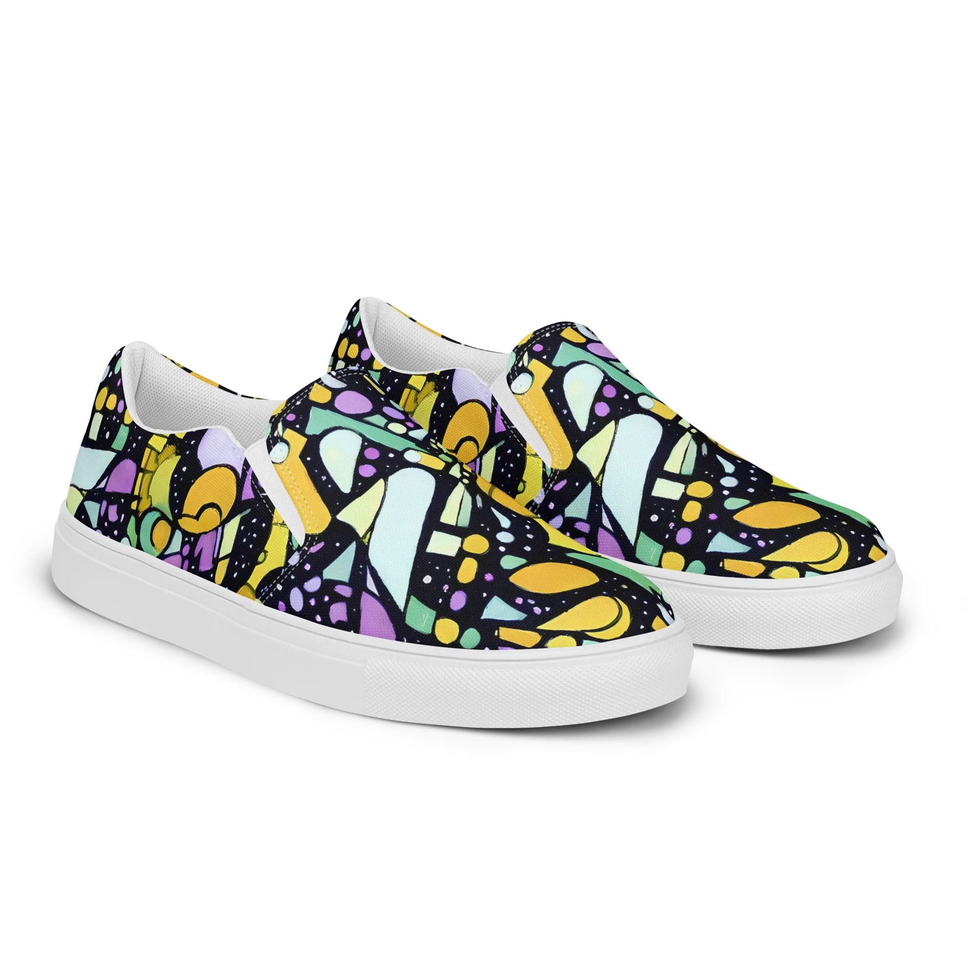 Stellar Stained Glass on Women's Slip-On Canvas Shoes — Right Front