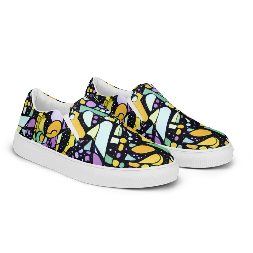 Stellar Stained Glass on a Women's Slip-On Canvas Shoes