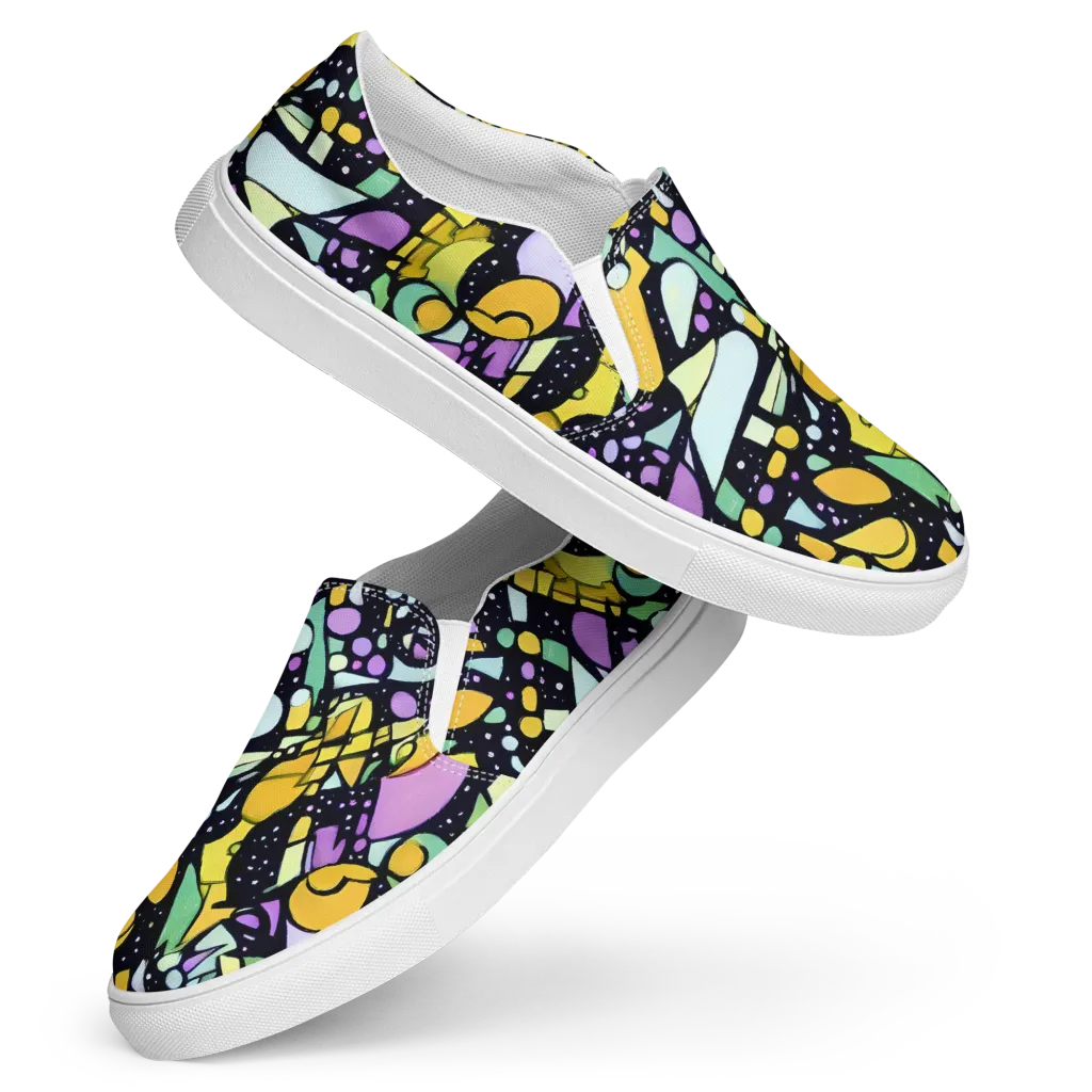 Stellar Stained Glass on Women's Slip-On Canvas Shoes — Front