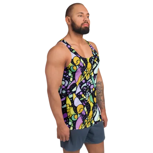 Stellar Stained Glass on a Men's Tank Top