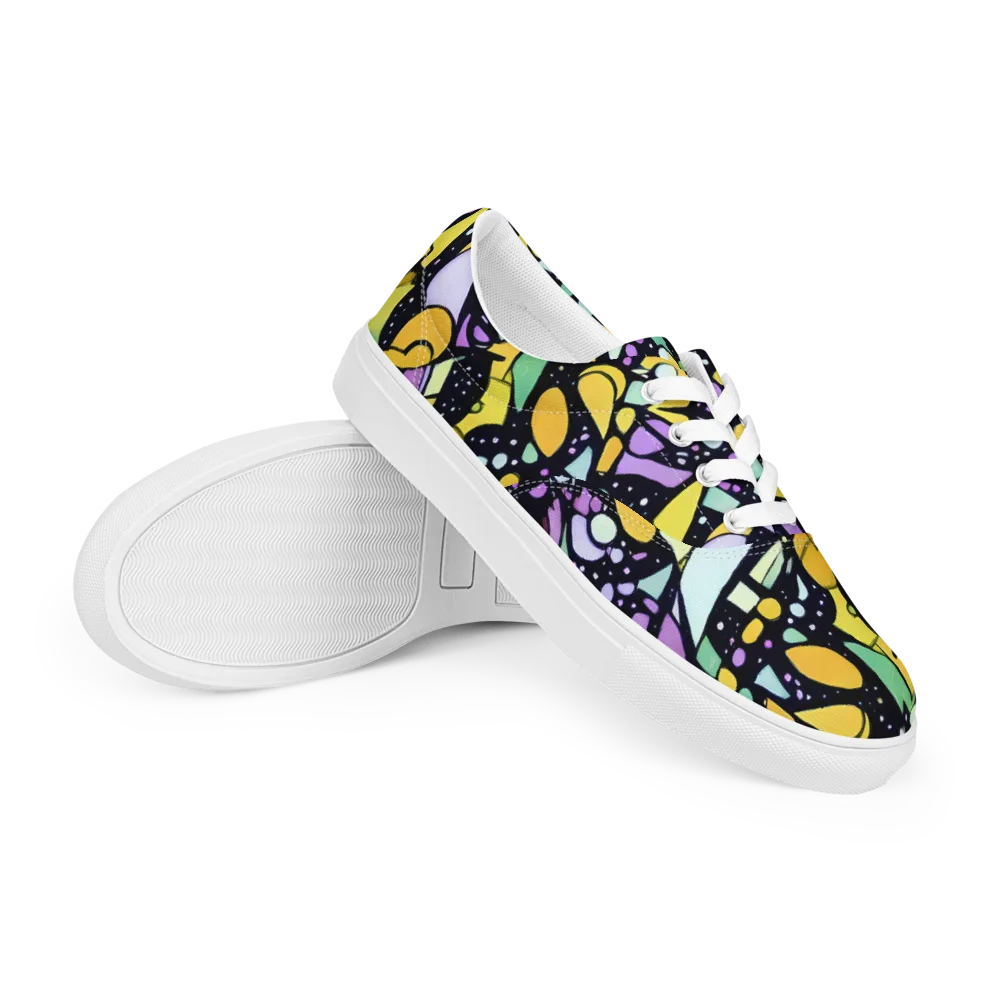 Stellar Stained Glass on Men's Lace-Up Canvas Shoes — Right Front