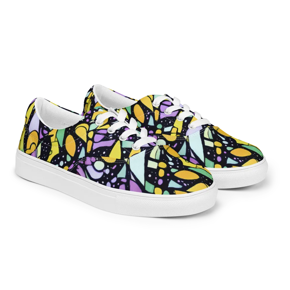Stellar Stained Glass on Men's Lace-Up Canvas Shoes — Right Front