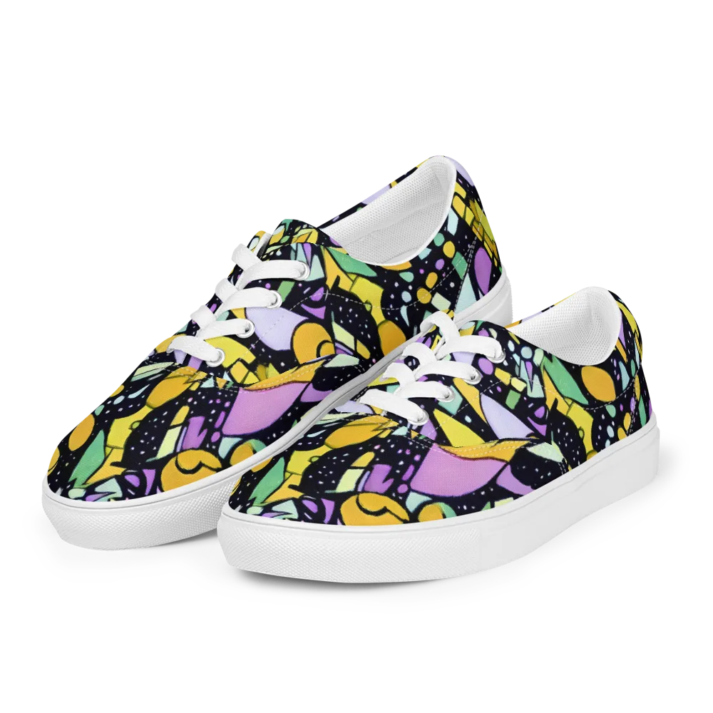 Stellar Stained Glass on Men's Lace-Up Canvas Shoes — Left Front