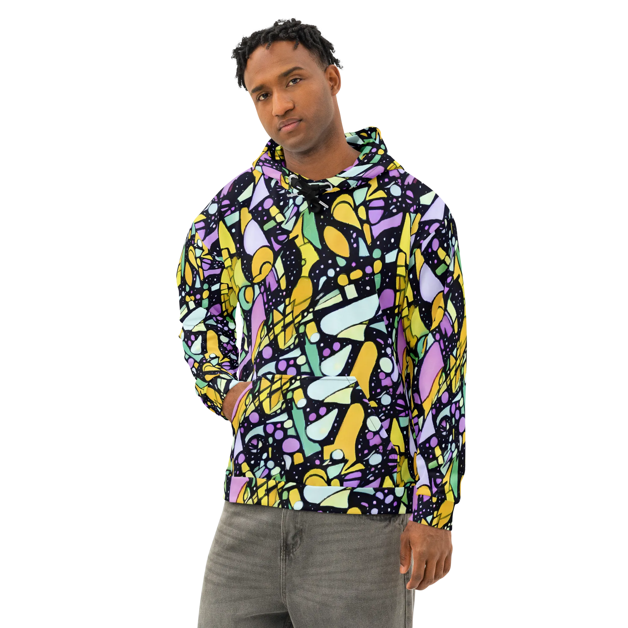 Stellar Stained Glass on Cotton Hoodie — Left Front