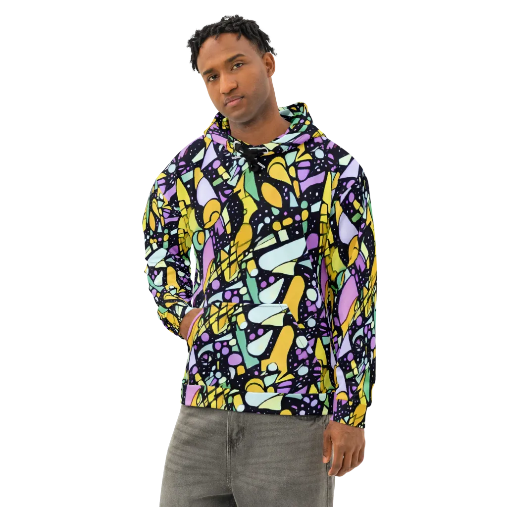 Stellar Stained Glass on Cotton Hoodie — Left Front