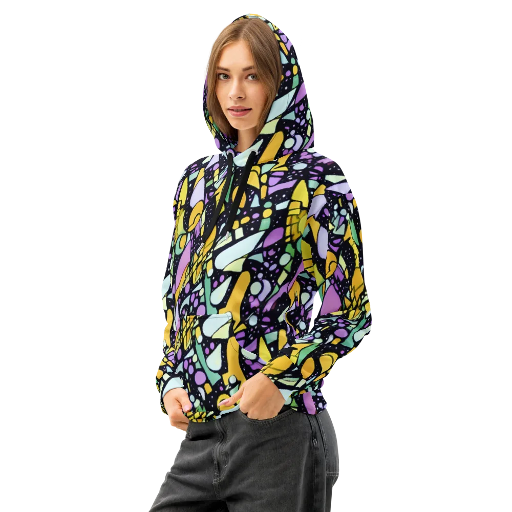 Stellar Stained Glass on Cotton Hoodie — Left Front