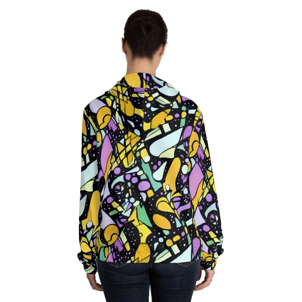 Stellar Stained Glass on Women's Full-Zip Hoodie — Back On Person